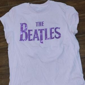 The Beatles | Pink Metallic Logo Tee